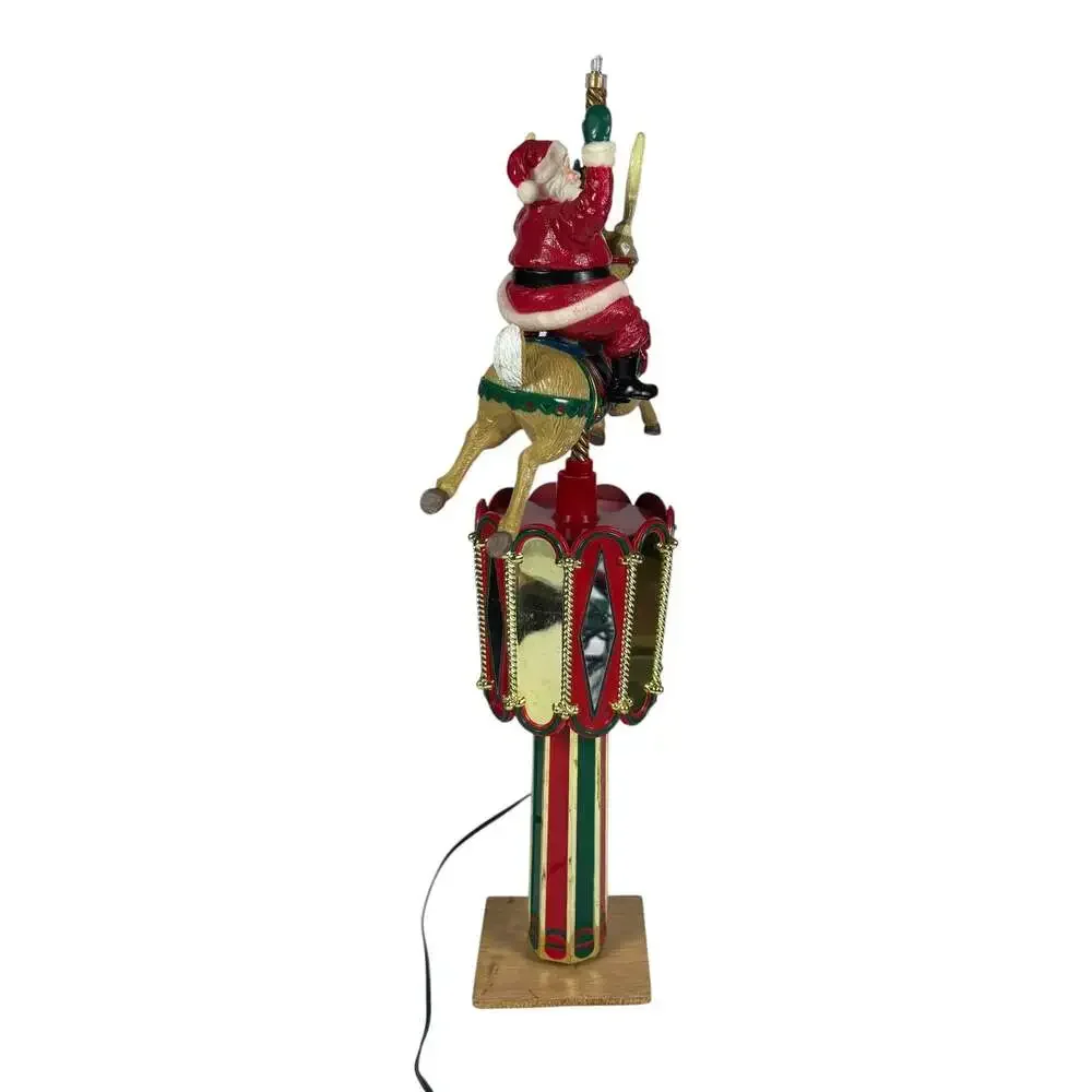 Mr Christmas Santa on Reindeer Carousel Tree Topper Table Piece Animated Working